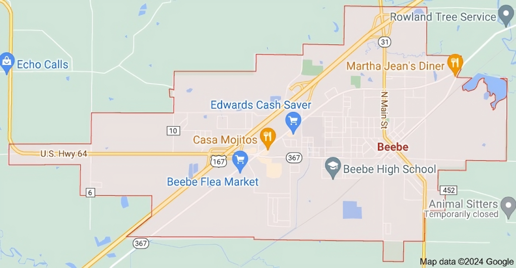 Map of Beebe Arkansas